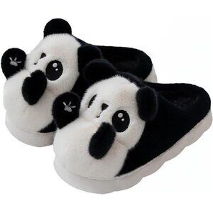 Fluffy Women's Panda Plush Slippers - Rubber Anti Slip Home & Outdoor